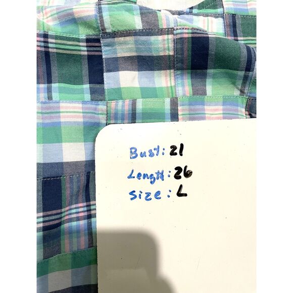 Talbots patch work blouse green cropped top sleeveless casual country women's L - Picture 4 of 4